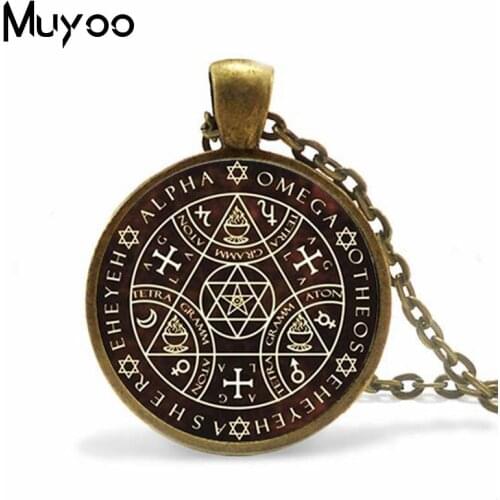 New Arrival Key of Solomon Sigil Logo Round Pendant Necklace Vintage Fashion Choker Necklace Jewelry Gift Gaudy Adventurer
