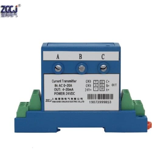 Perforation AC 0-20A 3 phase Current Transmitter 4-20mA,0-20mA ,0-5V ,0-10V output Perforated 3 phase ampere signal transducer
