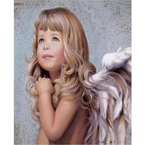 Full 5D Diy Square Drill Embroidery Angels Little Girl Diamond Painting Europe Style Wall Needlework Mosaic Picture FC576