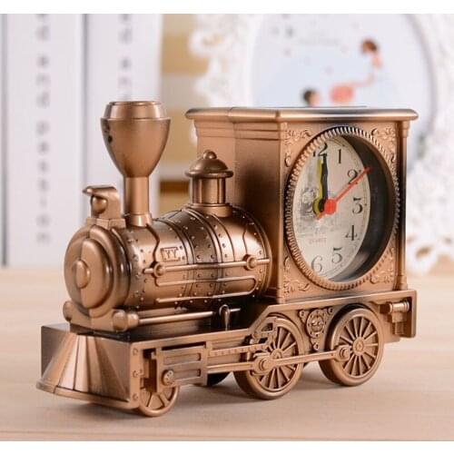 Hot Vintage Home Clock Fashion Personalized Golden Retro Steam Train Motorcycle Model Bedroom Desk Alarm Clock Best Gifts