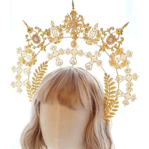 DIY Material Package Lolita European Sun Halo Multi-layer Cross Angel Hairpin Headband Headdress Handmade Make Cosplay Womens