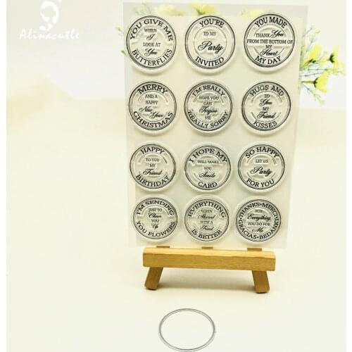 AlinaCraft CLEAR STAMPS cut dies words tag alphabet Scrapbook Card album paper craft silicon rubber roller transparent stamps