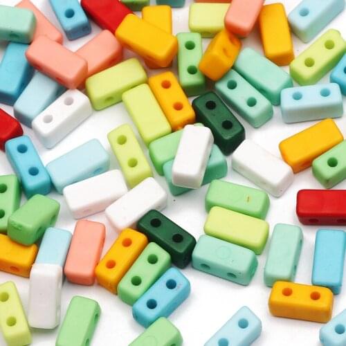 Mixed Colorful Rectangle Two Hole Acrylic Beads Loose Spacer Beads For Jewelry Making DIY Handmade Necklace Bracelet Accessories