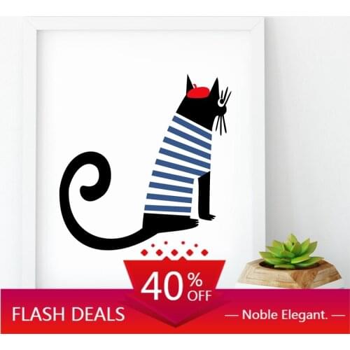 Christmas Canvas Painting Cute Cartoon Parisian Dachshund And Cat Dog Art And Poster Poster For Living Room Home Decor