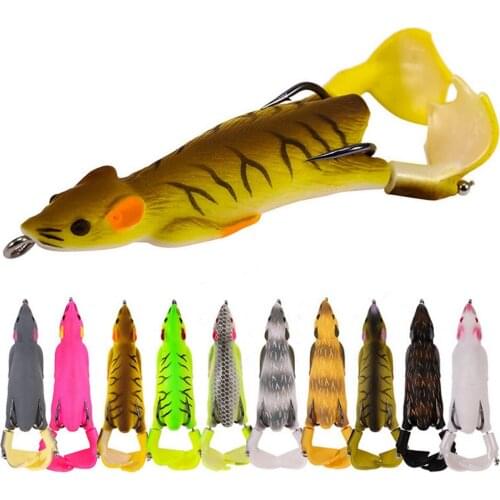 Fishing Lures Mouse Softbait Floating Flippers 9.5cm 11.8g Double Hook Rotating Legs Accessories Simulation Tackle YE0154