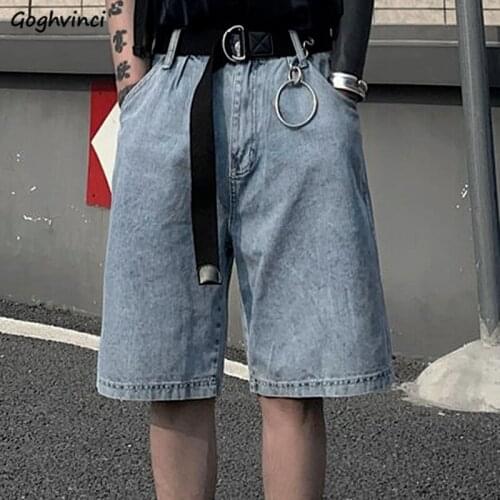 Shorts Women Couples Loose Denim Solid Wide Leg Knee-length Pockets Streetwear Unisex Female Leisure Fashionable Japanese Style