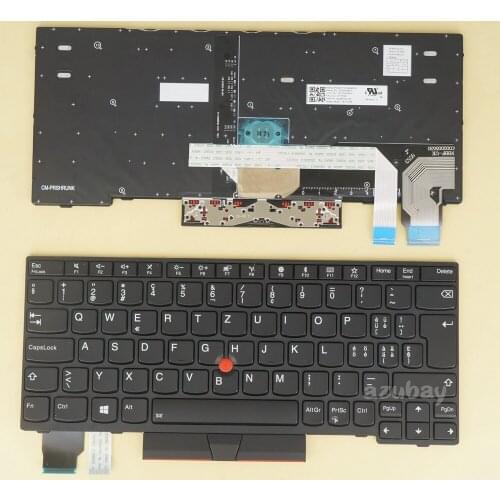 Swiss German CH Keyboard for Lenovo Thinkpad X280 A285 X390 X395 01YP226 01YP146 01YP066, Backlit, Black with Frame and Pointer