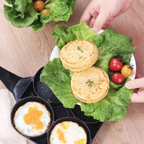 Frying Pan 4 Cup Mold Non-Stick Iron Egg Cooker Rings Round Omelet Burger Pancake Pan Gas and Induction Breakfast Home Cooking