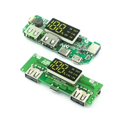 LED Dual USB 5V 2.4A Micro/Type-C USB Mobile Power Bank 18650 Charging Module Lithium Battery Charger Board Circuit Protection