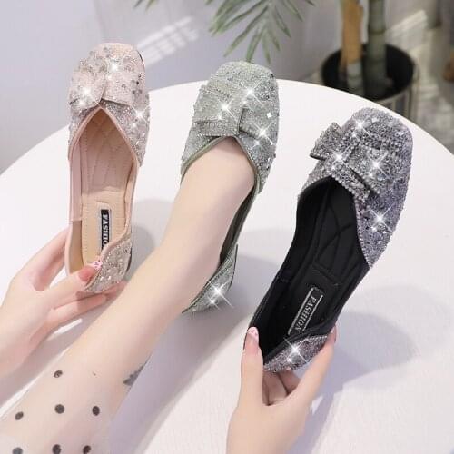 Womens Flat Shoes Shiny Fashion D'Orsay Flats with Bowknots