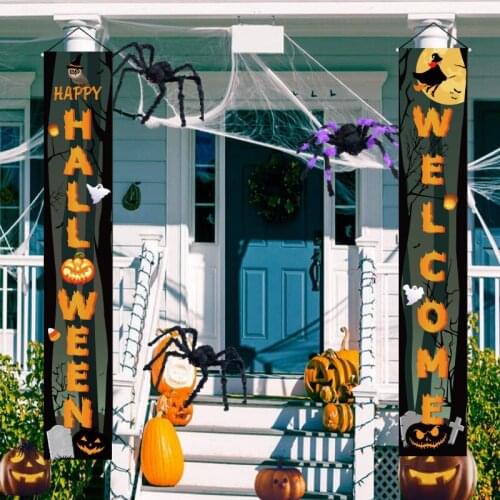 Halloween Theme Curtain Decoration Oxford Cloth Ghost Festival Party Party Hanging Flag Outdoor Banner Flag Holiday Couplet