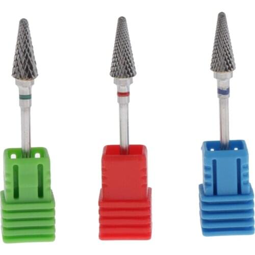 Pack of 3 Nail Art Polishing Drill Bits UV Gel Removal Manicure Buffing Bits