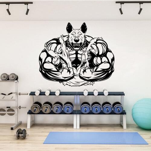 Bodybuilding fitness exercise fitness trainer vinyl wall decal beast crazy workout muscle fitness fan gym wall decoration mural