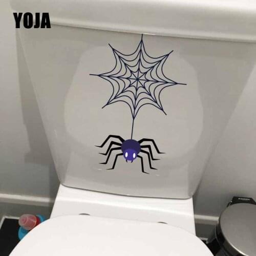 YOJA 15.6X22.3CM Spider Webs And Poisonous Spiders Toilet Sticker Wall Decal Living Room Home Decor Modern Style T5-1129