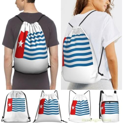 West Papua Flag Morning Star Men Outdoor Travel Gym Bag Waterproof Drawstring Backpack Women Fitness Swimming Bag