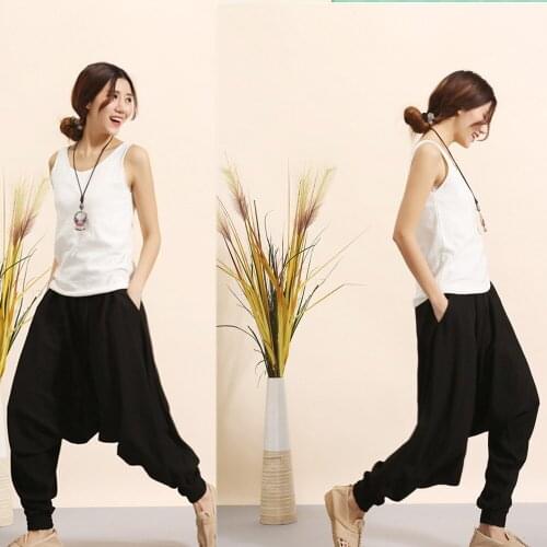 Women Yoga Pant Cotton Linen Nepal Loose Quickly Dry Bloomers Sweatpant Jogger Training Running Casual Workout Pant Sportswear