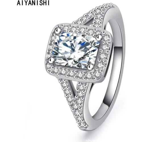 AIYANISHI 925 Sterling Silver New Jewelry High Quality Fashion Woman Retro Sona Diamond Silver Halo Rings for Lady Party Jewelry