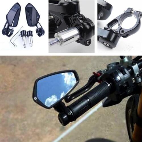 1 Pair 7/8" 22mm Motorcycle Accessories Aluminum Rear View Black Handle Bar End Side Rearview Mirrors Modified reversing mirror