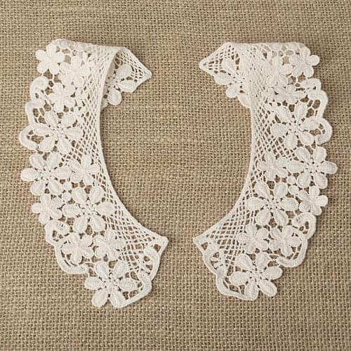 1 Pair Lace Fabric Wedding Trims Embroidery Neckline Collar Guipure Evening Dress Sewing Supplies Scrapbooking