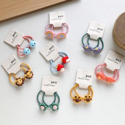 2PCS New Cute Flower Mushroom Princess Headwear Kids Elastic Hair Bands Children Ropes Girls Cartoon Accessories Baby Headdress