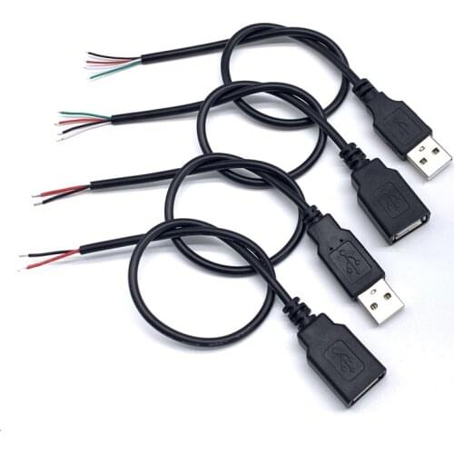 30cm Power Supply Cable 2 Pin USB 2.0 A Female male 4 pin wire Jack Charger charging Cord Extension Connector DIY 5V line