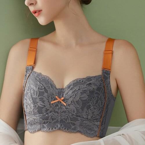 Women Full Coverage Wire Free Lace Bra 34 36 38 40 42 B C D E F