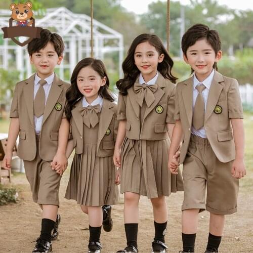Children School Uniform Shirts Coat Dress Shorts Collar Suit Kids Baby Girl Boy Korean Cotton Teenager Japanese Clothes Outfit