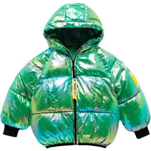 Kids Girls Fashion Bright Coat Winter Autumn Down Cotton Clothes New Hooded Thick Warm Children for Girl Jacket Overcoat 4-11y