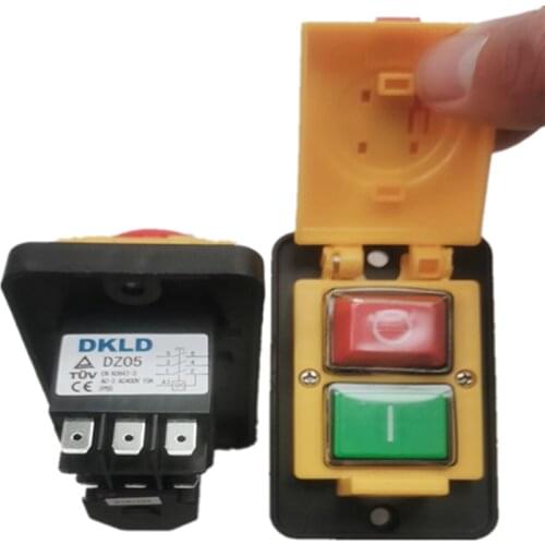 DKLD DZ05 7pins IP55 380VAC 10A Waterproof On/Off Solenoid Electromagnetic Pushbutton Push Button Switches Machine Start Swit