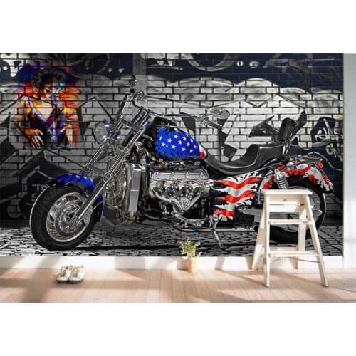 Custom photo 3d wallpaper Non-woven mural wall sticker American flag motorcycles painting picture 3d wall room murals wallpaper