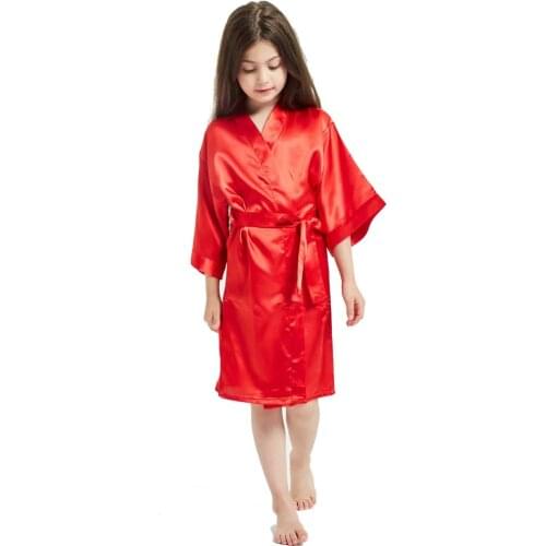 New Kids Robe Satin Children Summer Bath Robes Bridesmaid Birthday Girl Dress Silk Children Girls Bathrobe Nightgown Robe