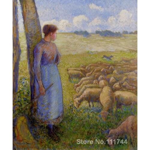 Art for office space Shepherdess and Sheep Camille Pissarro Paintings High quality hand painted