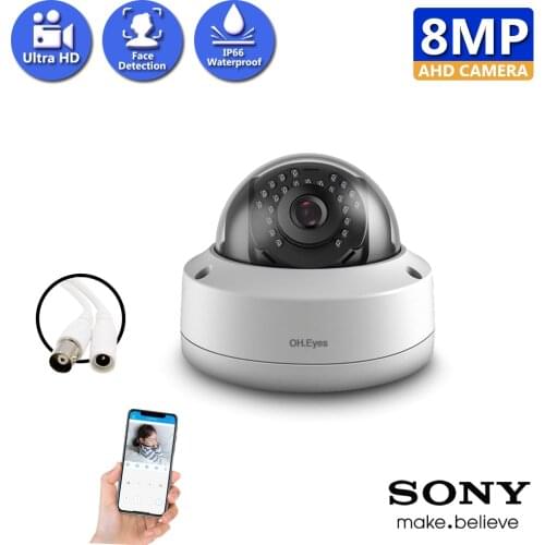 Human Face Detection 8MP Security Camera AHD Metal Dome Vandalproof Face Playback Lens IR Night Vision Video Surveillance Camera