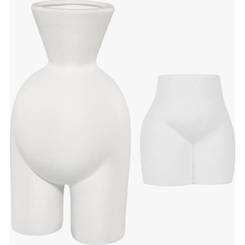 2Pcs Ceramic Art Body Flower Pot Woman Vase Sculpture Crafts Home Decor Living Room Arrangement Flower Ornaments