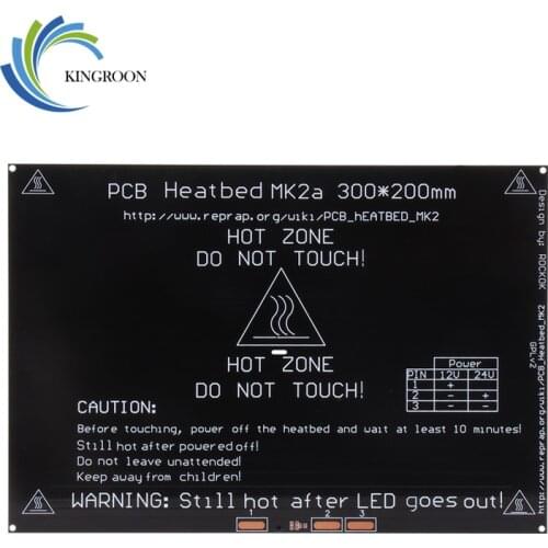 KingRoon Upgraded MK2A heatbed 3D Printer Parts Accessories PCB Aluminum Heatbed 300*200*3mm MK2B Aluminum Plate impressora 3d