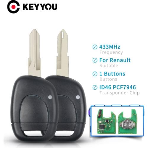 KEYYOU NE72 Blade PCF7946 ID46 Chip 433MHZ 1 Button Uncut Blade Car Remote Key For Renault Master Kangoo Clio Twingo