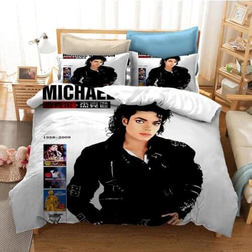 Michael Jackson Cartoon 3D Printed Comforter Bedding Set Duvet Covers Pillowcase Home Textile Queen King Size Adults Super Star