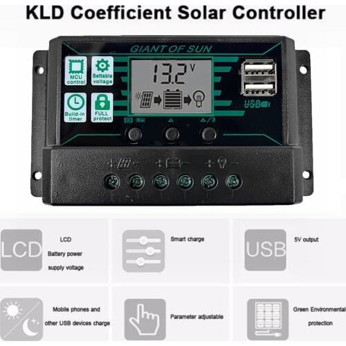 MPPT PWM Solar Charge Controller LCD Dual USB Output Solar Panel Battery PV Regulator 12V 24V 10A 20A 30A 40A 50A 60A 100A
