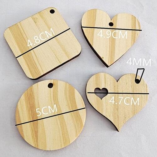10 PCS of Creative Wooden Handicrafts DIY Home Decoration Natural Environmental Friendly Love Square Round Pieces