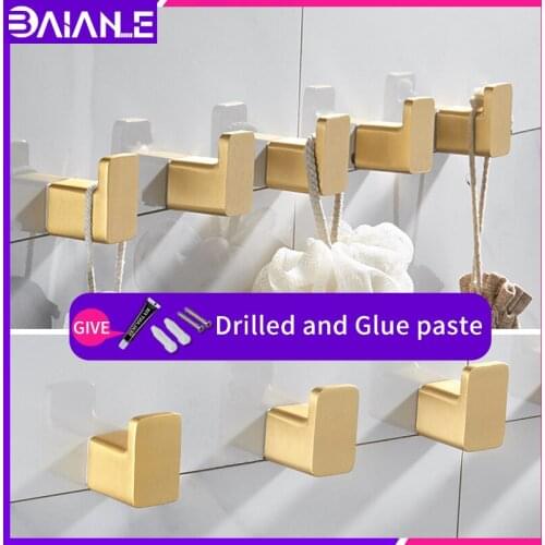 Washroom robe hook golden towel clothes hook entrance porch Wall mounted glue paste drawing room bedroom wardrobe coat hooks