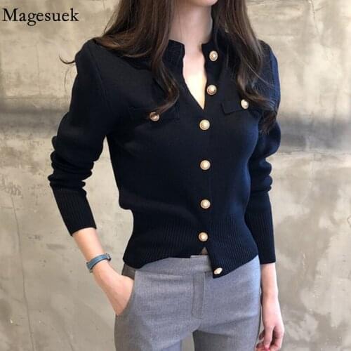Korean Fashion Womens Sweater Knitted Cardigan Single Breasted Vintage Sweater Slim Winter Women Coat Elegant Clothing 17260