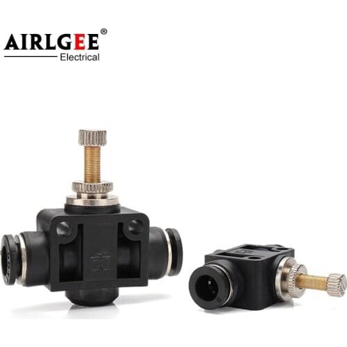 PA SA Black LSA4 LSA6 LSA8 LSA10 LSA12 Speed Regulating Pneumatic Tube Quick Connector Push Pipe Air Hose One Touch Fitting