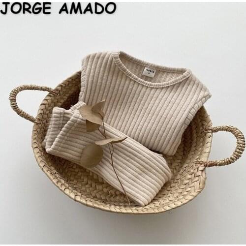 2021 New Spring Baby Waffle Pajamas Sets Thick Warm Long Sleeve Home Suits Sleep Swear Kids Clothes YN001