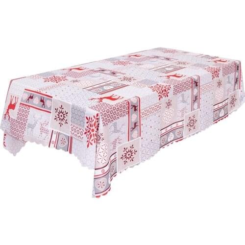 Christmas Tablecloth, Xmas Printed Table Cloth Dining Room Kitchen Rectangular Table Cover, 56Inch X 70Inch