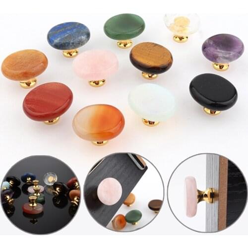 Natural Crystal Stone Handle Drawer Wardrobe Jewelry Box Knob Small Gift Jewelry Box Decorative Handle