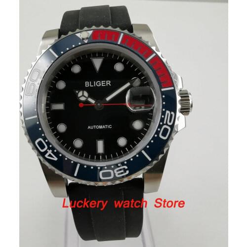 40mm bliger black dial luminous saphire glass;Ceramic Bezel Automatic movement mens watch-BA34