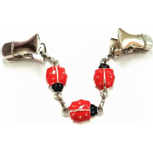 Vintage Red Beetle Ladybug Sweater Clip Cardigan Clothing Holder Brooch Women Shawl Guard Clamp