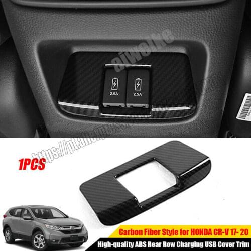 For Honda CRV CR-V 2017 2018 2019 2020 2021 ABS Black Carbon Fiber Rear row Charging USB Cover Trims
