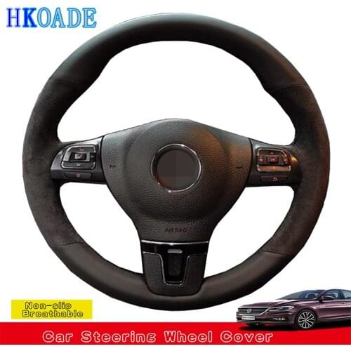 DIY Black Soft Suede Leather Car Steering Wheel Cover For Volkswagen VW Gol Tiguan Passat B7 Passat CC Touran Jetta Mk6