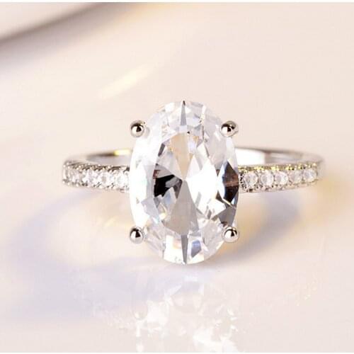 Womens 925 Sterling Silver Ring Large AAA Zircon Engagement Wedding Ring Jewelry Ring Wholesale